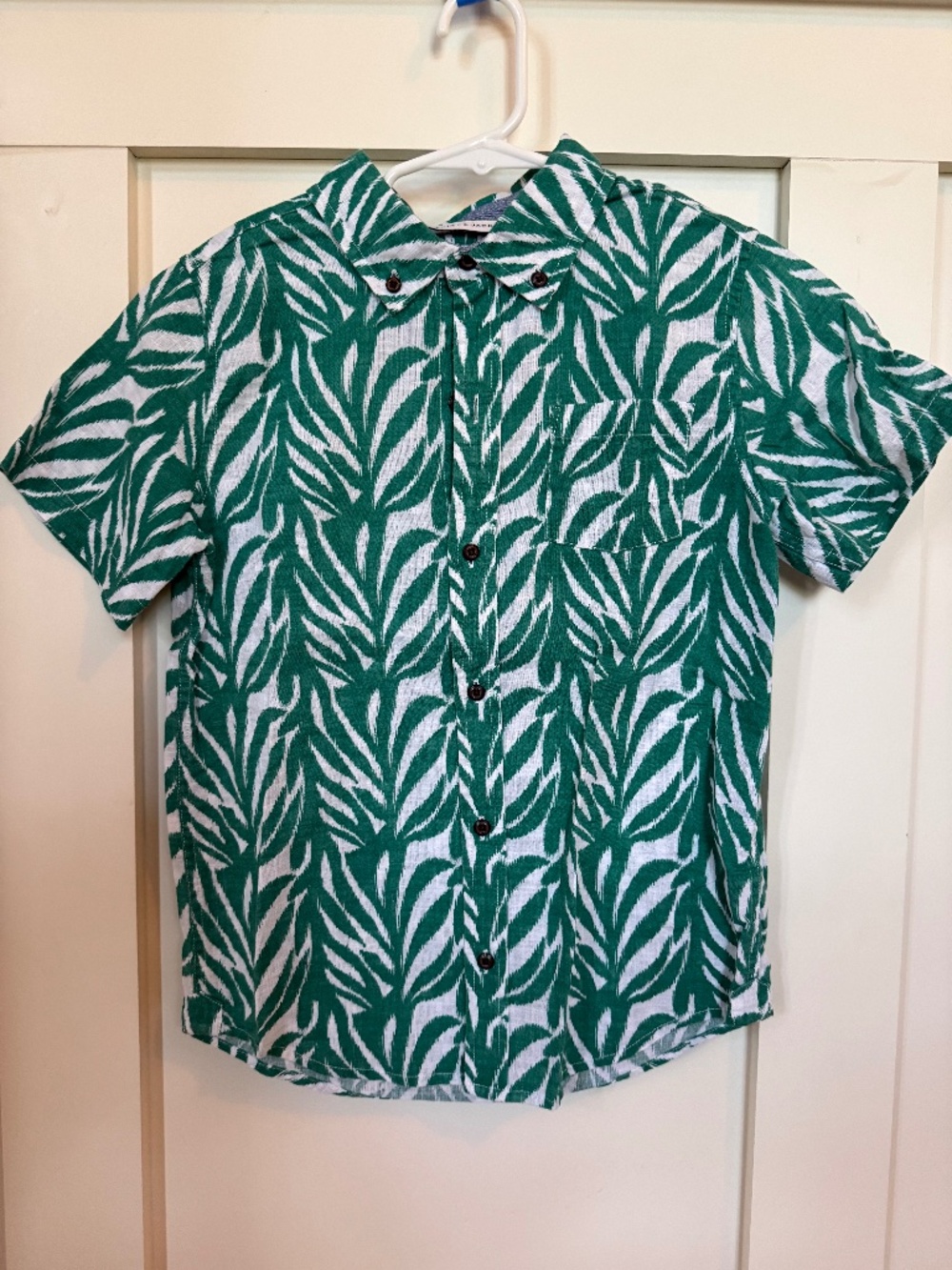 Janie and Jack Size 8 Cabana Shirt Tropical Vacation Summer | Palm Tree Leaves